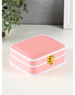 Шкатулка для украшений giulia, пластик, кожзам, 6 ячеек, 10 полос, персик, 13.5×11.5×5.5 см Nobrand