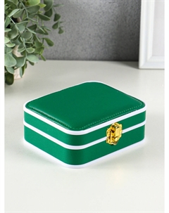 Шкатулка для украшений giulia, пластик, кожзам, 6 ячеек, 10 полос, зеленая, 13.5×11.5×5.5 см Nobrand