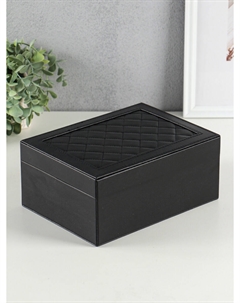 Шкатулка для украшений netsai, 2 яруса, 17×23×10 см, черная Nobrand