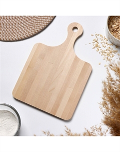 Доска разделочная деревянная, с ручкой, массив березы, 30×20×1.2 см Доляна