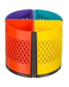 Подставка-органайзер для канцелярских принадлежностей Квартет от 4 до 8 отделений разноцветная 11x12.5x12.5 см вращающаяся Attache