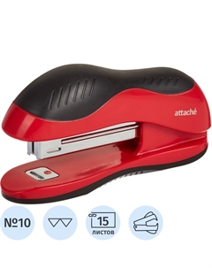 Степлер Leader до 15 листов красный/черный (скобы № 10, с антистеплером) Attache