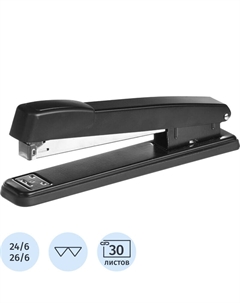 Степлер №24/6, 26/6 до 30 листов черный Attache