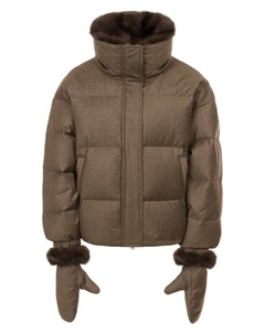 Пуховик с отделкой из соболя Yves salomon