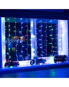 Гирлянда светодиодная занавес электрическая 1.5x1.5 м разноцветный свет 8 режимов 64 лампы цвет прозрачный Neon-night