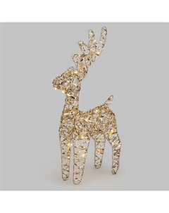 Светящаяся электрическая фигура Олень 3D-фигура для дома 25 ламп 34 см цвет золотистый Neon-night