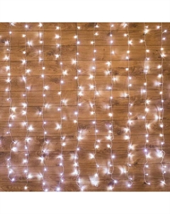 Гирлянда светодиодная занавес электрическая 1.5x1.5 м нейтральный белый свет 8 режимов 64 лампы цвет прозрачный Neon-night