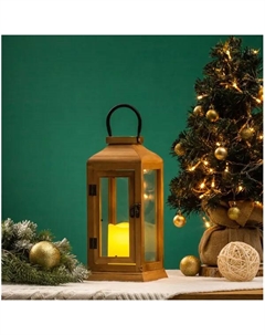 Светящаяся электрическая фигура Фонарь со свечкой для дома 1 лампа 38 см коричневый Neon-night