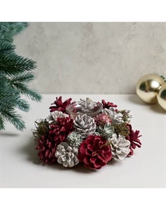 Подсвечник декоративный Шишки 19 см розовый Kreaforta