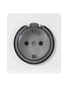 Розетка встраиваемая Round с заземлением с крышкой и шторками цвет перламутр Kranz