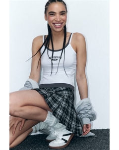 Майка на бретельках двуслойная с надписью Befree