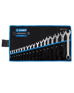 Набор: Ключ гаечный комбинированный "Мастер" 27087-H18, Cr-V сталь, хромированный, 6-32мм, 18шт Зубр