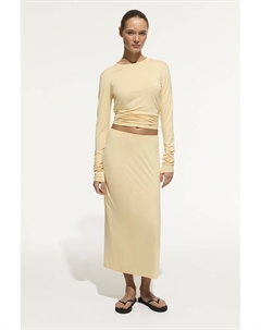 Удлиненный лонгслив из тонкого трикотажа желтого цвета 2mood