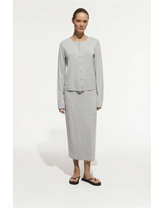 Укороченный кардиган из тонкого трикотажа серого цвета 2mood