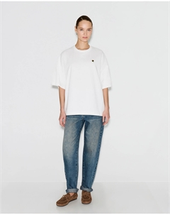 Футболка оверсайз с вышивкой "Клевер" молочного цвета 2mood