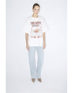 Футболка оверсайз с принтом "Орел" молочного цвета 2mood