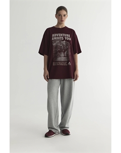 Футболка vintage vibe с принтом Adventure сливового цвета 2mood