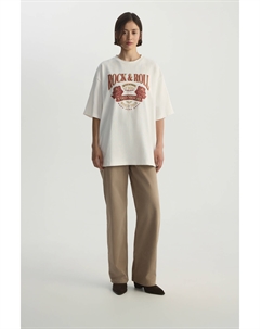 Футболка vintage vibe с принтом Rock&Roll молочного цвета 2mood
