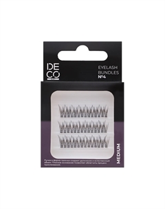 Пучки ресниц ART EYELASH BUNDLES набор №4 с плоским основанием в форме галочки, средний размер Deco