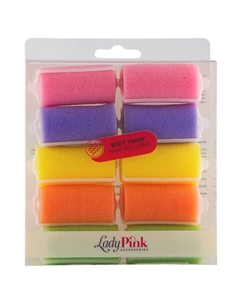Бигуди поролоновые BASIC PROFESSIONAL D 30 разноцветные 10 шт Lady pink
