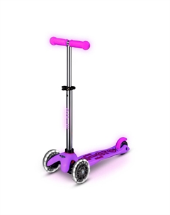 Самокат Mini Deluxe Glow светящийся LED Морозный розовый Micro