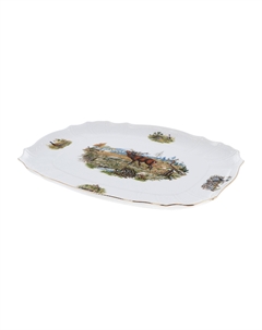 Поднос прямоугольный 1794 40 см; декор охотничьи сюжеты Thun
