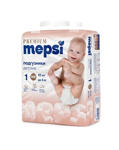 Подгузники Premium детские, NB, до 6 кг, 82 шт Mepsi