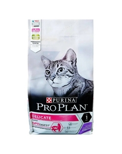 Сухой корм Delicate для кошек с чувствительным пищеварением с индейкой 3 кг Purina pro plan