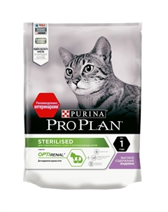 Корм для кошек Sterilised для стерилизованных кошек и кастрированных котов, с индейкой 200 г Purina pro plan