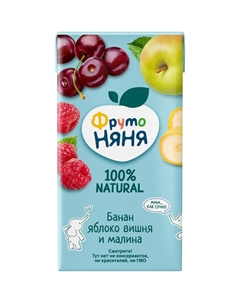 Нектар фруктов (банан, яблоко, вишня и малина), с 3-х лет, 500 мл Фрутоняня