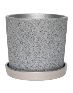 Горшок из бетона Дакар с поддоном серебро кедр №2 D14 Композит