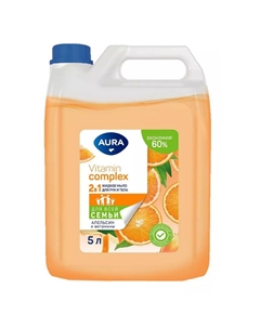 Мыло жидкое для рук и тела апельсин и витамины 5 л Aura