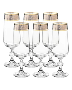 Набор бокалов для шампанского Sterna панто платина отводка золото 180 мл 6 шт Crystalite bohemia
