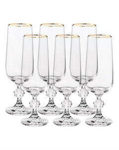 Набор бокалов для шампанского Sterna отводка золото 180 мл 6 шт Crystalite bohemia