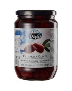 Маслины Каламата с косточкой в рассоле 700 г Delphi