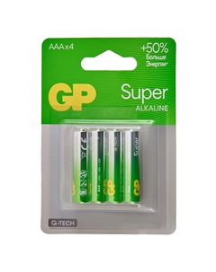 Батарейки Super Alkaline G-Tech 24А ААA 4 шт Gp