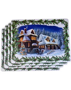 Набор подставок под горячее из пробки Зима 39,6х29,6 см 4 шт Genlex