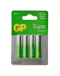 Батарейки Super Alkaline G-Tech 15А АА 4 шт Gp