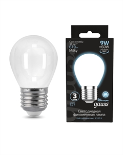 Лампа milky филаментная E27 9Вт 610lm 4100K Gauss