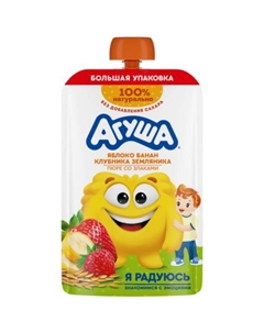 Пюре яблоко, банан, клубника, земляника, злаки 160 г Агуша