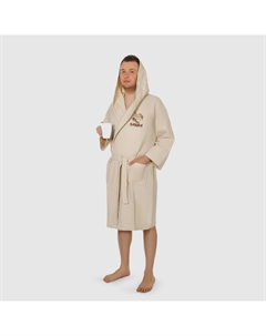 Халат мужской Sauna Brown XXXL вафельный с капюшоном Asil