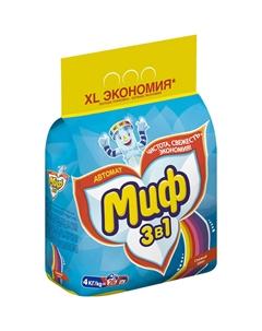 Стиральный порошок 3в1 Свежий цвет автомат 4 кг Миф