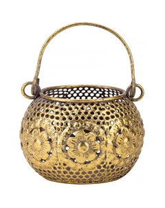 Подсвечник с ручкой золотистый 10х10х8 см Гласар