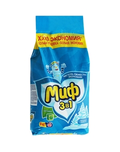 Стиральный порошок Аквапудра Морозная свежесть, 9 кг, 60 стирок Миф