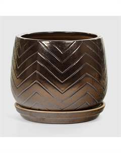 Горшок для цветов с поддоном бронза узор d25 Viet thanh