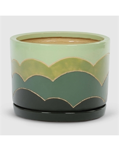 Горшок для цветов с поддоном Зеленый градиент d20 Viet thanh