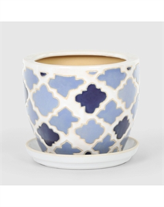 Горшок для цветов с поддоном Голубой узор D29 Viet thanh