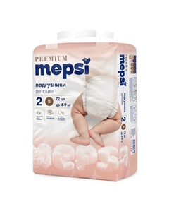 Подгузники Premium детские, S, 4-9 кг, 72 шт Mepsi
