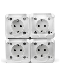 Розетка Nix 4-м с заземлением с прозрачной крышкой белая Tokov electric