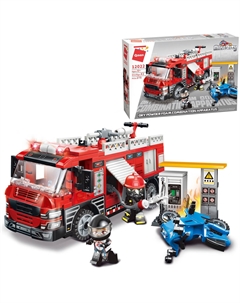 Конструктор MineCity Пожарная машина: Тушение автозаправочной станции 275 деталей Qman